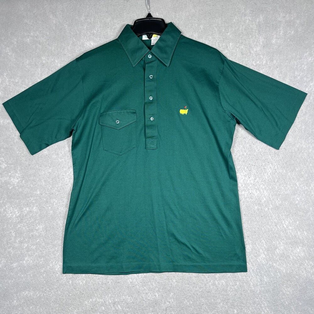 VTG 70s Masters Augusta National Golf Mens Large Polo Shirt Green SINGLE STITCH